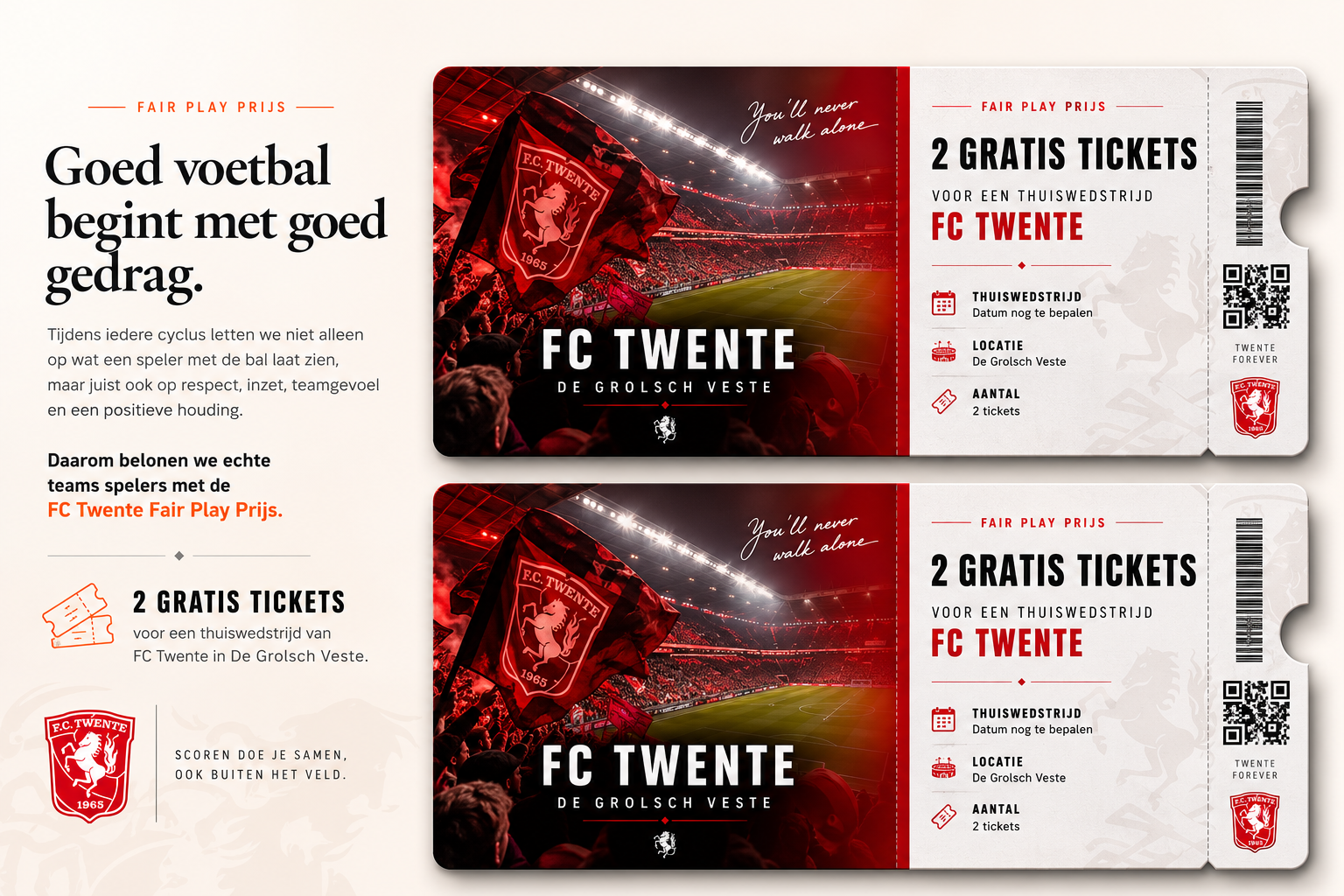 FC Twente Fair Play Prijs met twee gratis wedstrijdtickets