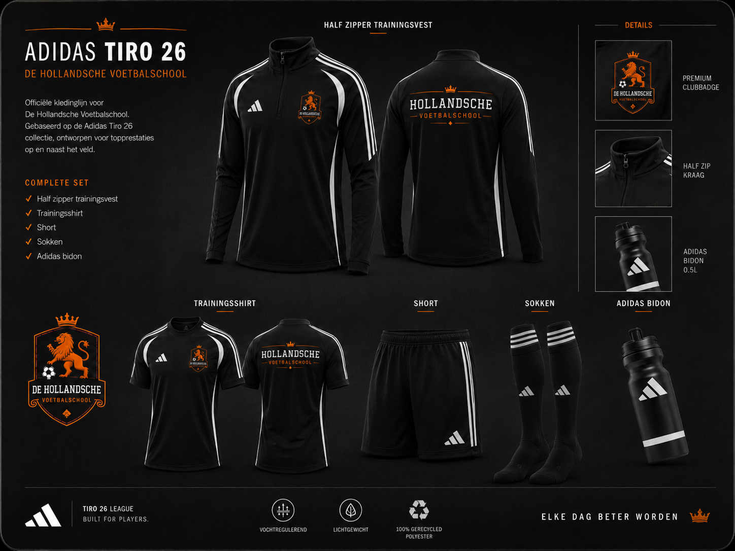 Officiële Adidas Tiro 26 kleding van De Hollandsche Voetbalschool
