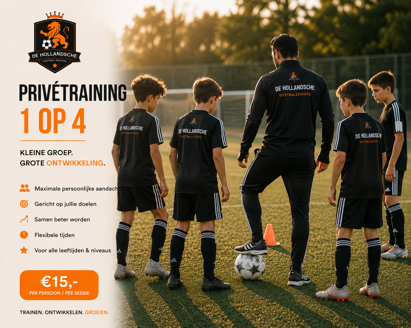 Privétraining in een kleine groep van vier spelers