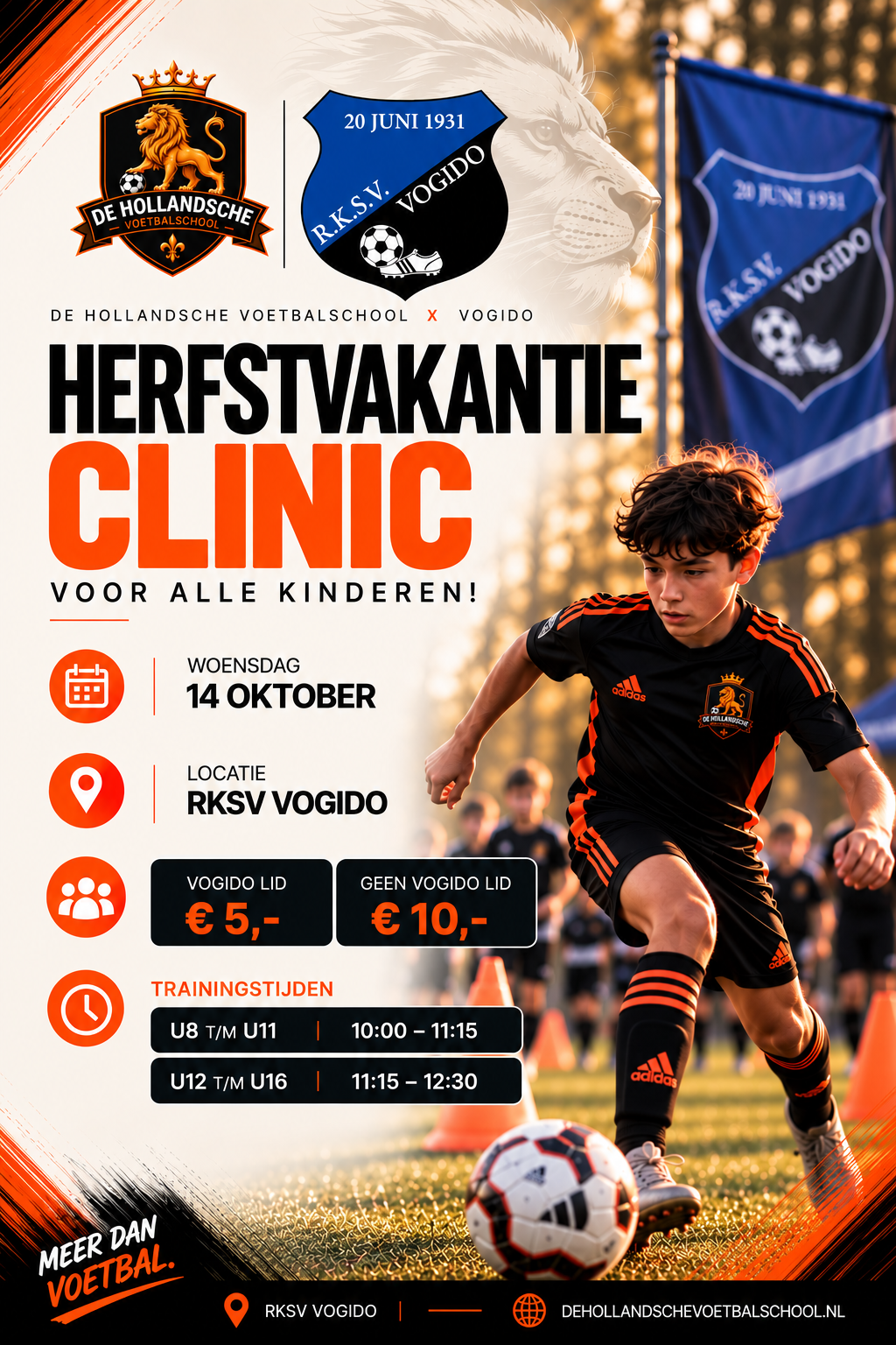 Herfstvakantie voetbalclinic bij RKSV Vogido